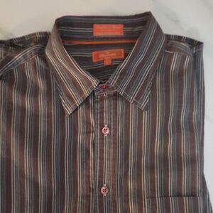 Faconnable Brown Striped Men's Shirt